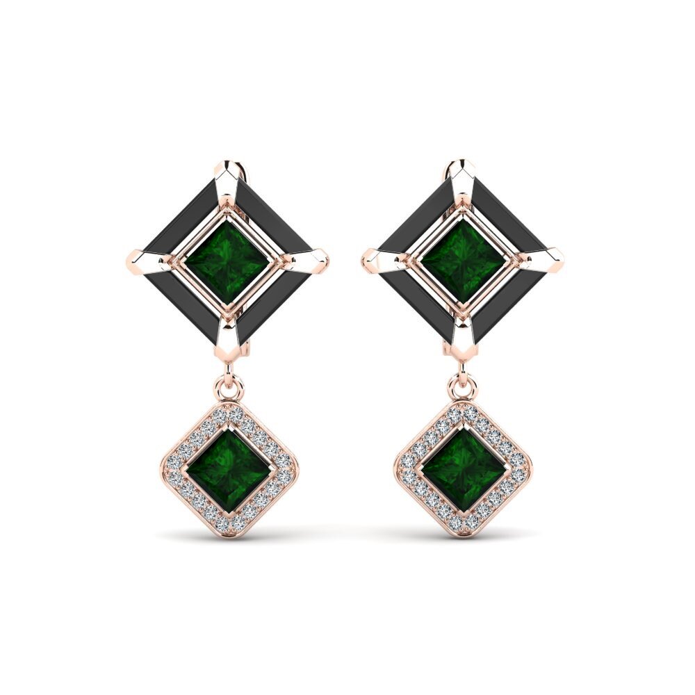 Ceramic Green Tourmaline 14ct Rose Gold Earrings