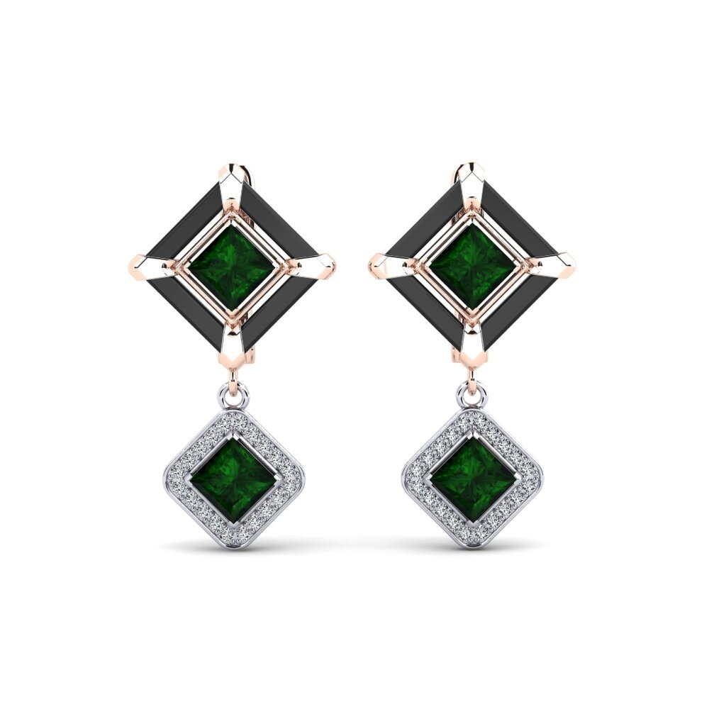14ct Rose & White Gold Green Tourmaline Women's Earring Trudies