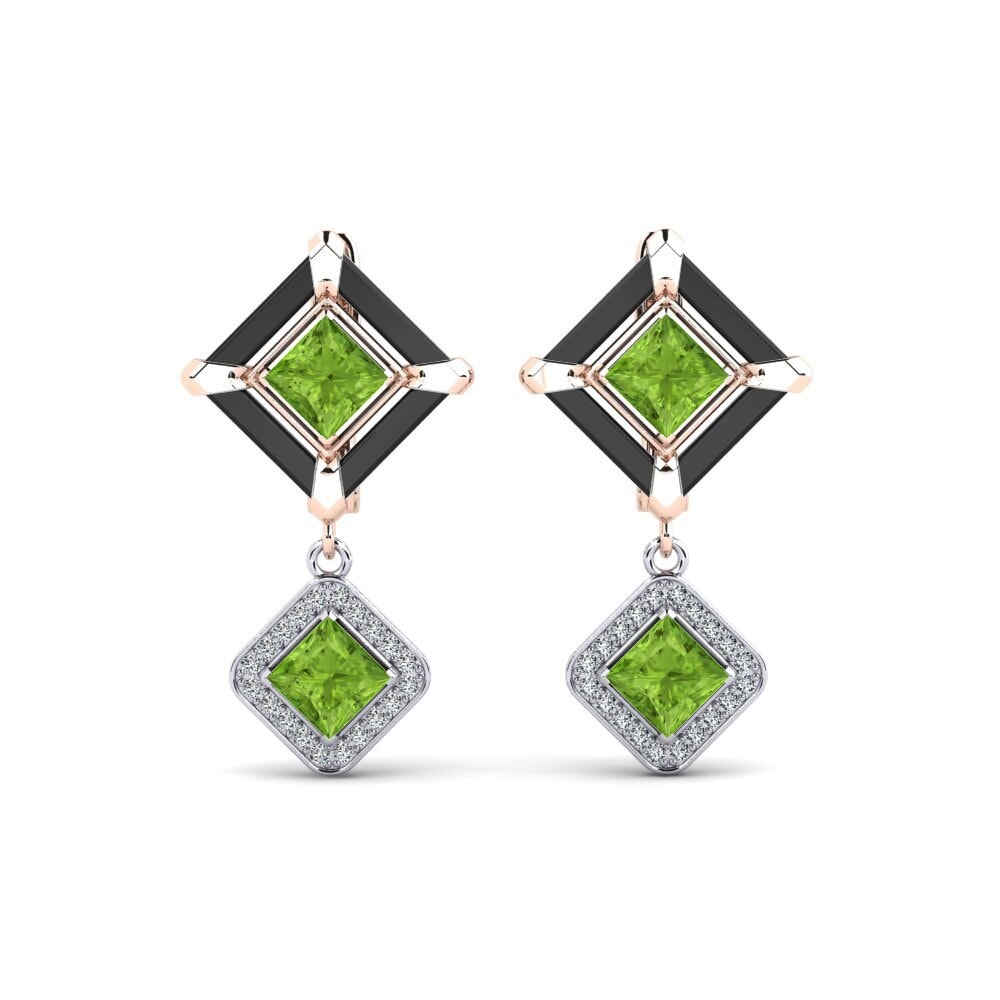14ct Rose & White Gold Peridot Women's Earring Trudies