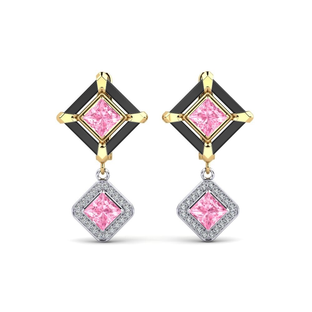 14ct Yellow & White Gold Pink Sapphire Women's Earring Trudies