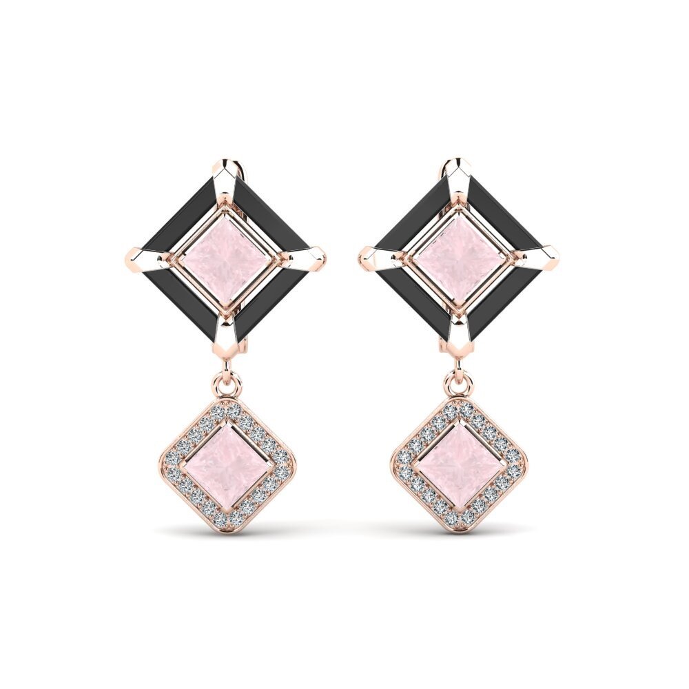 18ct Rose Gold Rose Quartz Women's Earring Trudies