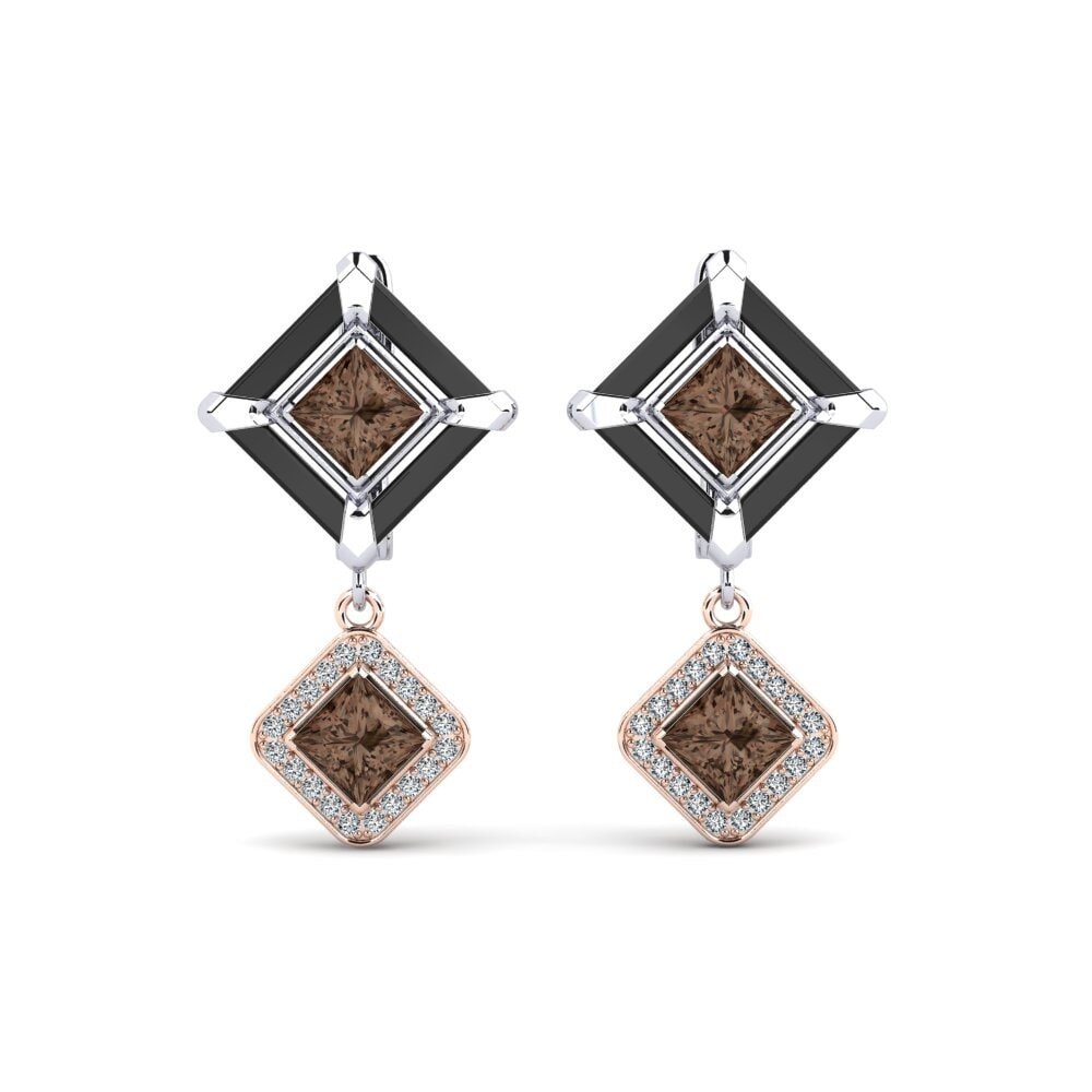 14ct White & Rose Gold Smoky Quartz Women's Earring Trudies