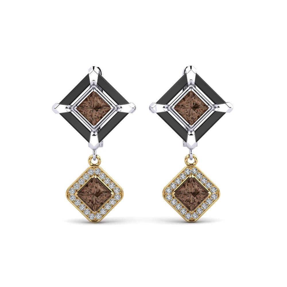 9ct White & Yellow Gold Smoky Quartz Women's Earring Trudies