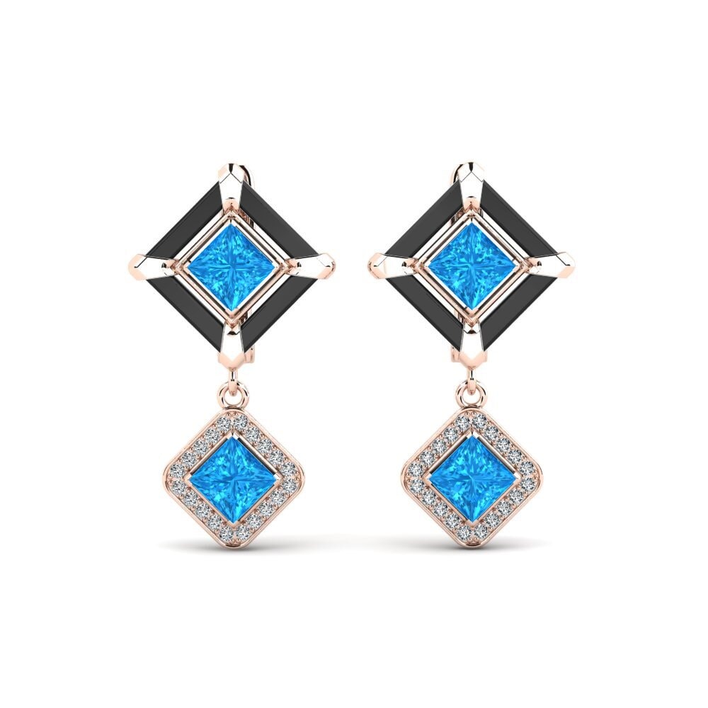 9ct Rose Gold Blue Topaz Women's Earring Trudies