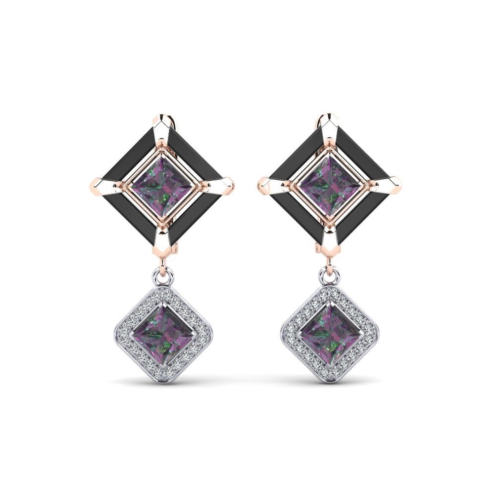 14ct Rose & White Gold Mystic Topaz Women's Earring Trudies