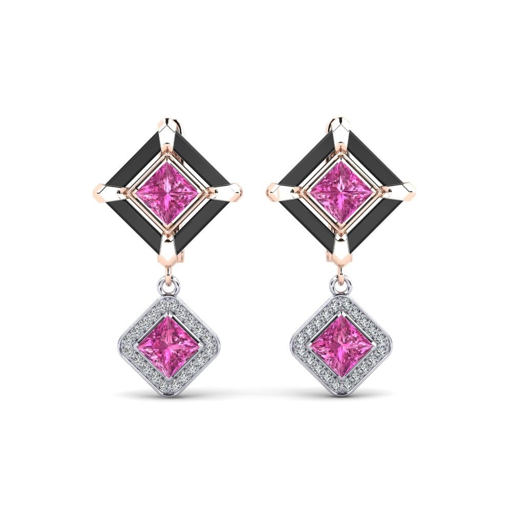 14ct Rose & White Gold Pink Topaz Women's Earring Trudies