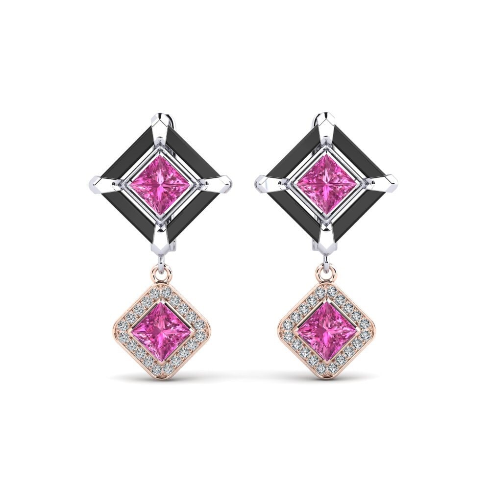 14ct White & Rose Gold Pink Topaz Women's Earring Trudies