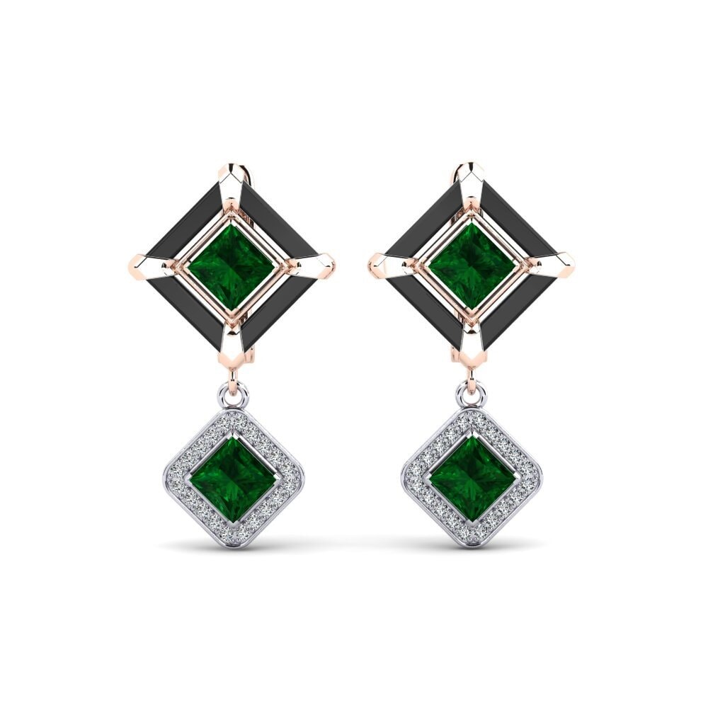 14ct Rose & White Gold Tsavorite Women's Earring Trudies