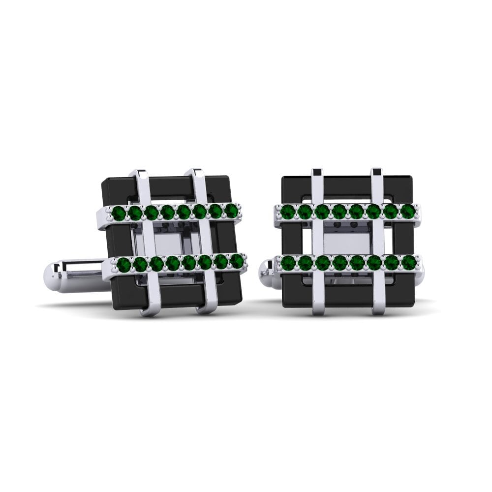 950 Platinum Green Zirconia Cufflink Trujillo