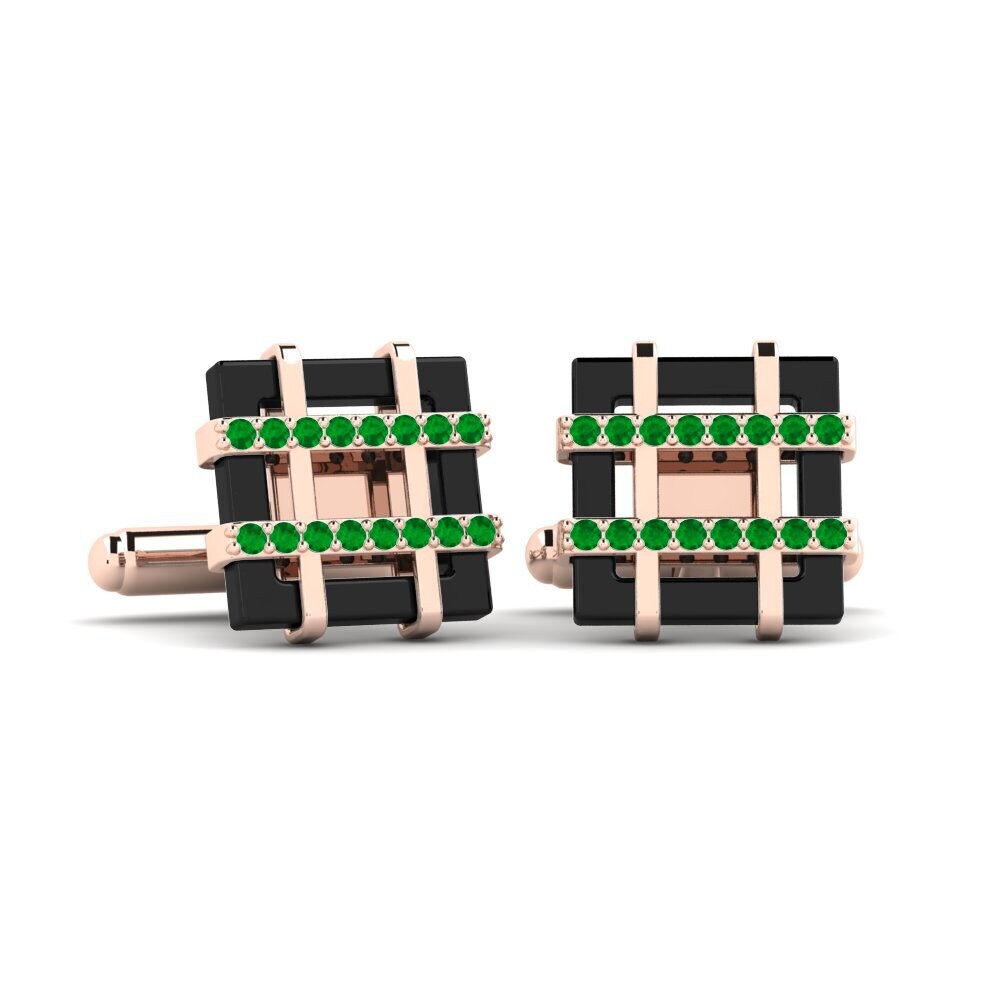 14ct Rose Gold Emerald Cufflink Trujillo