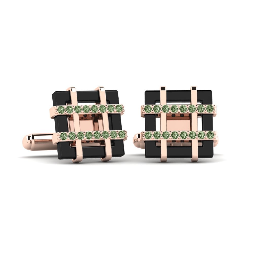 14ct Rose Gold Green Diamond Cufflink Trujillo