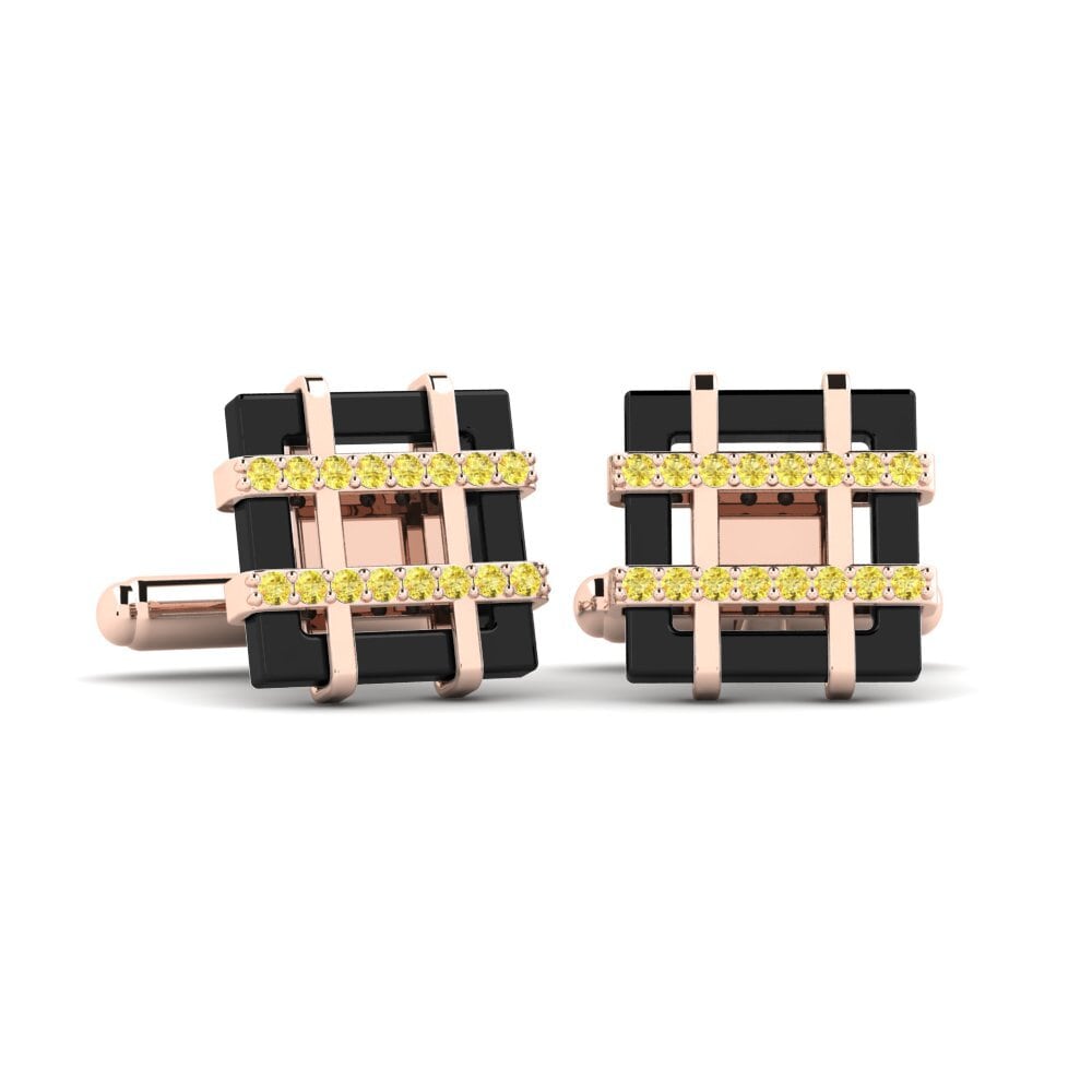 14ct Rose Gold Yellow Sapphire Cufflink Trujillo