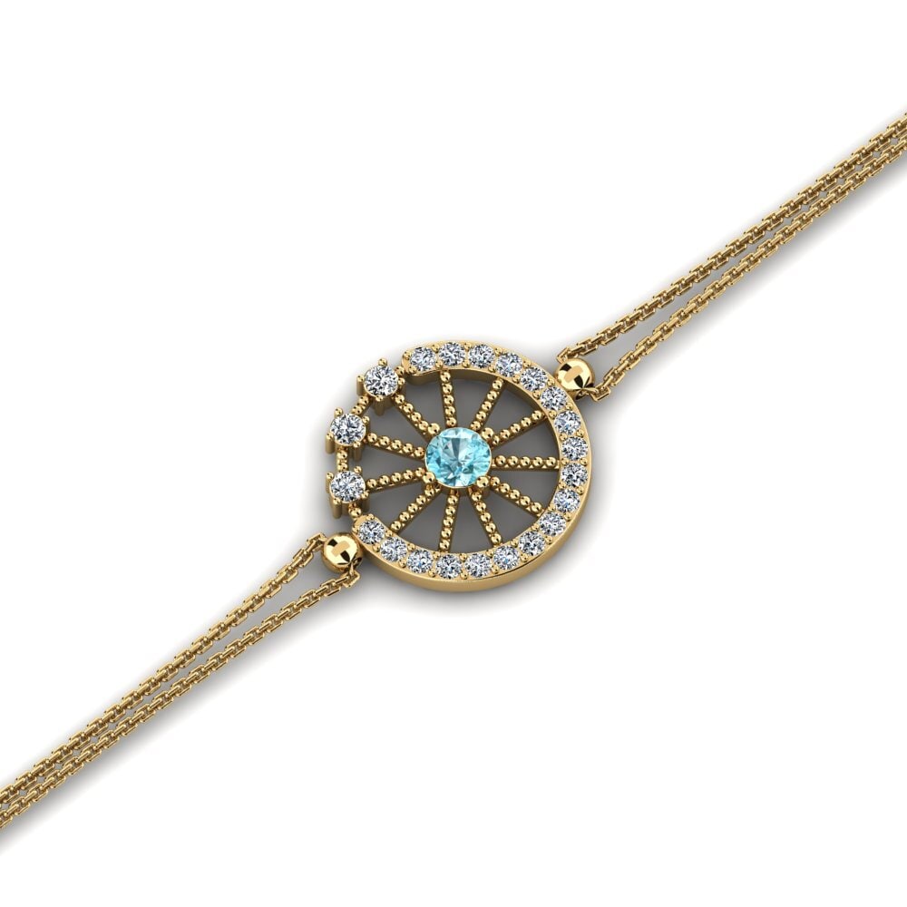 14ct Yellow Gold Blue Zircon Women's Bracelet Trunkies