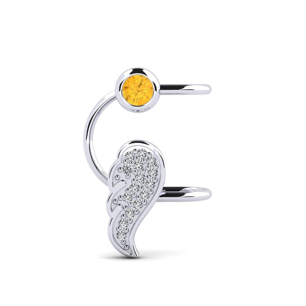 950 Platinum Citrine Women's Earring Tryn