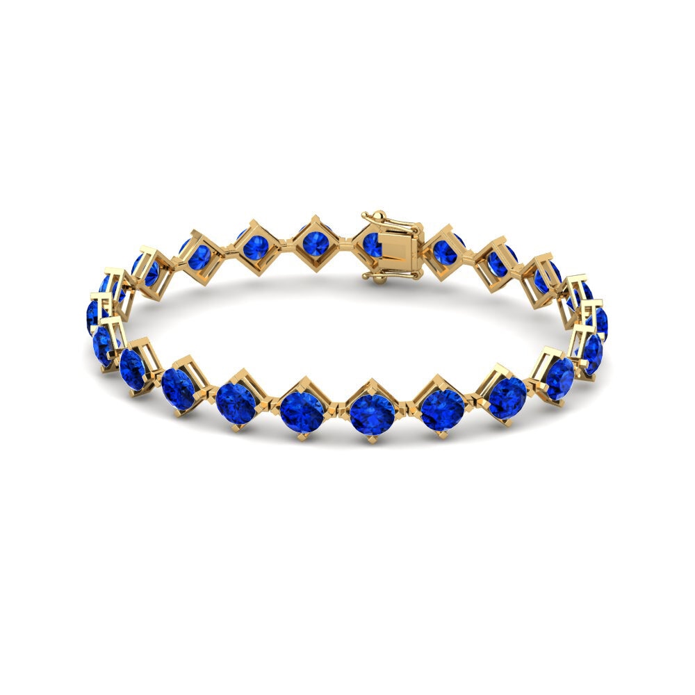 14k Oro Amarillo Safiro (Creado en Laboratorio) Pulsera de Mujer Trysail