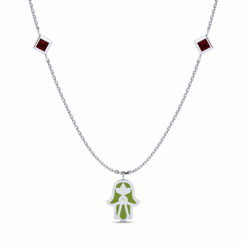 Palladium trắng Đá Garnet / Ngọc Hồng Lựu Dây chuyền nữ Tshepo