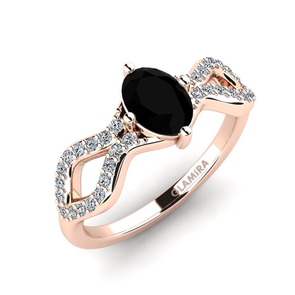 Oro Rosso 585 Diamante Nero Anello da donna Tspr