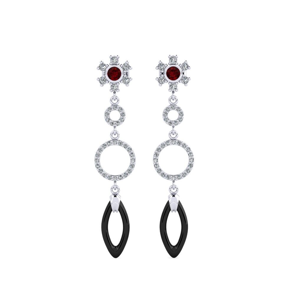 950 Platinum Garnet Women's Earring Tubale