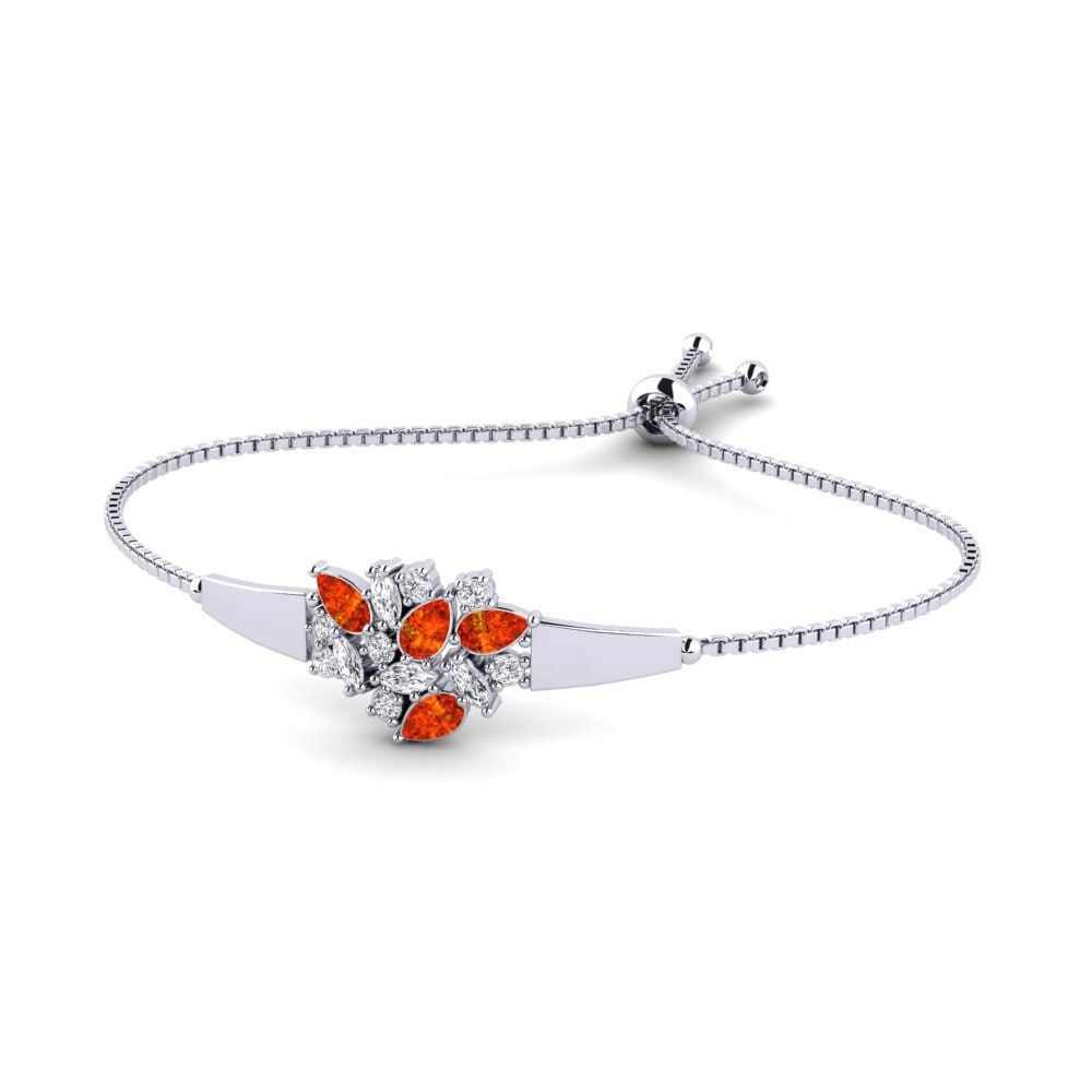 Platine 950 Saphir orange Bracelet pour femme Tuberase
