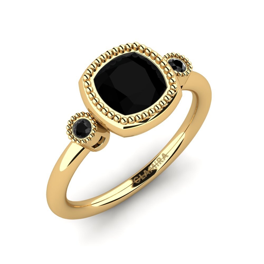 Cushion Black Diamond Engagement Ring Tucana