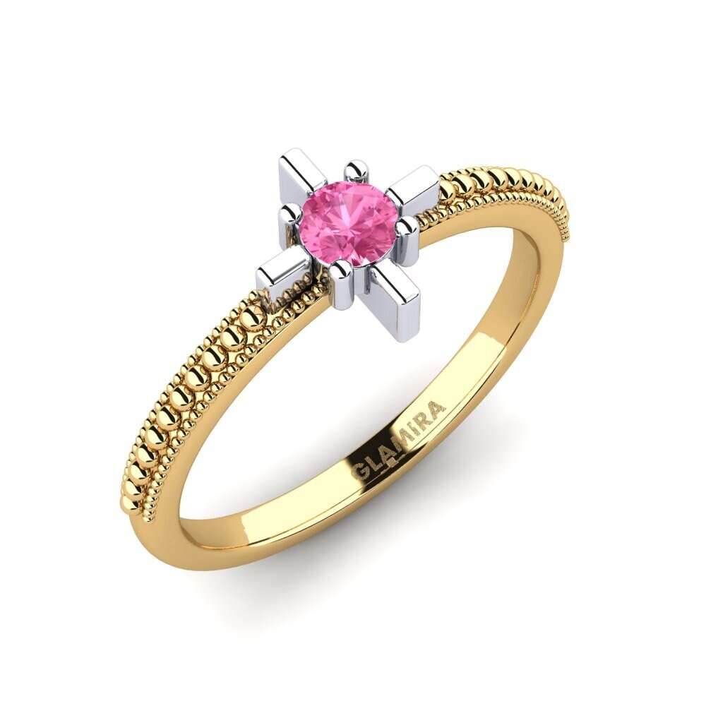 14ct Yellow & White Gold Pink Sapphire Engagement Ring Tulepa