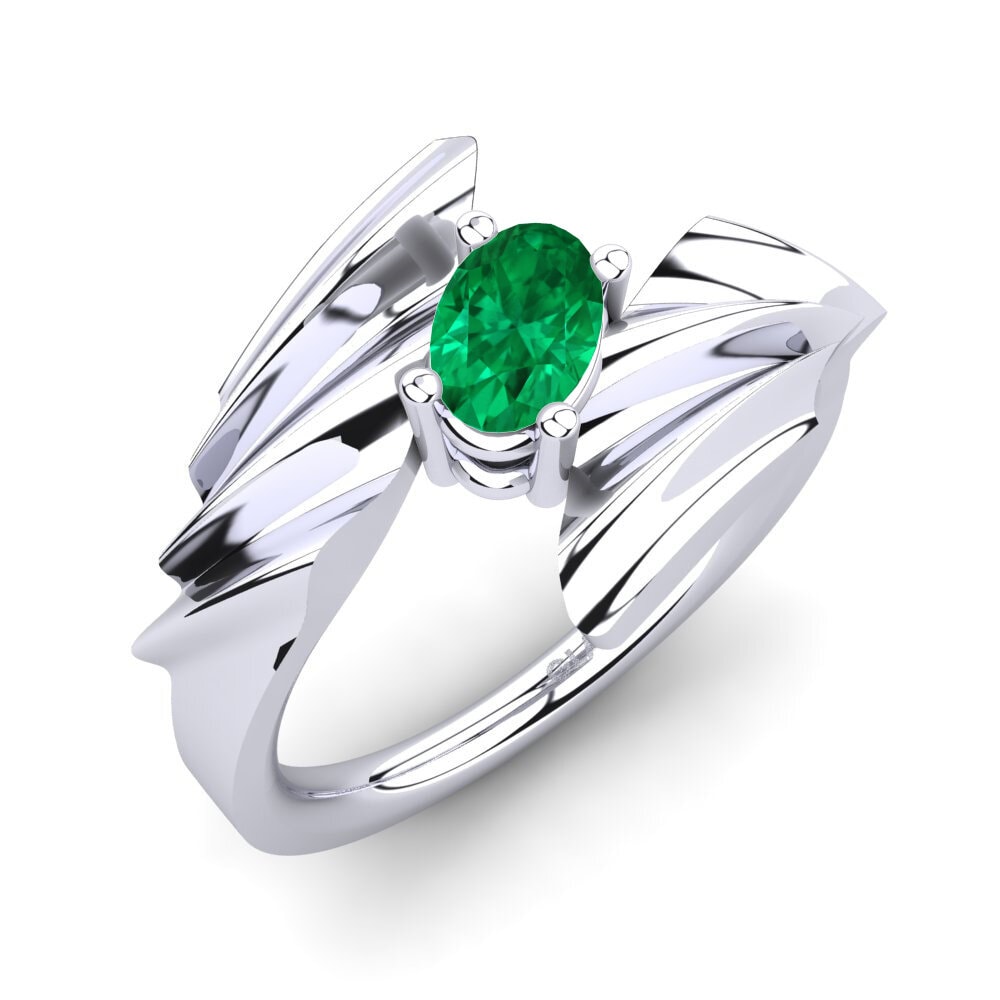 0.36 Carat Emerald (Lab Created) Engagement Ring Tulipan