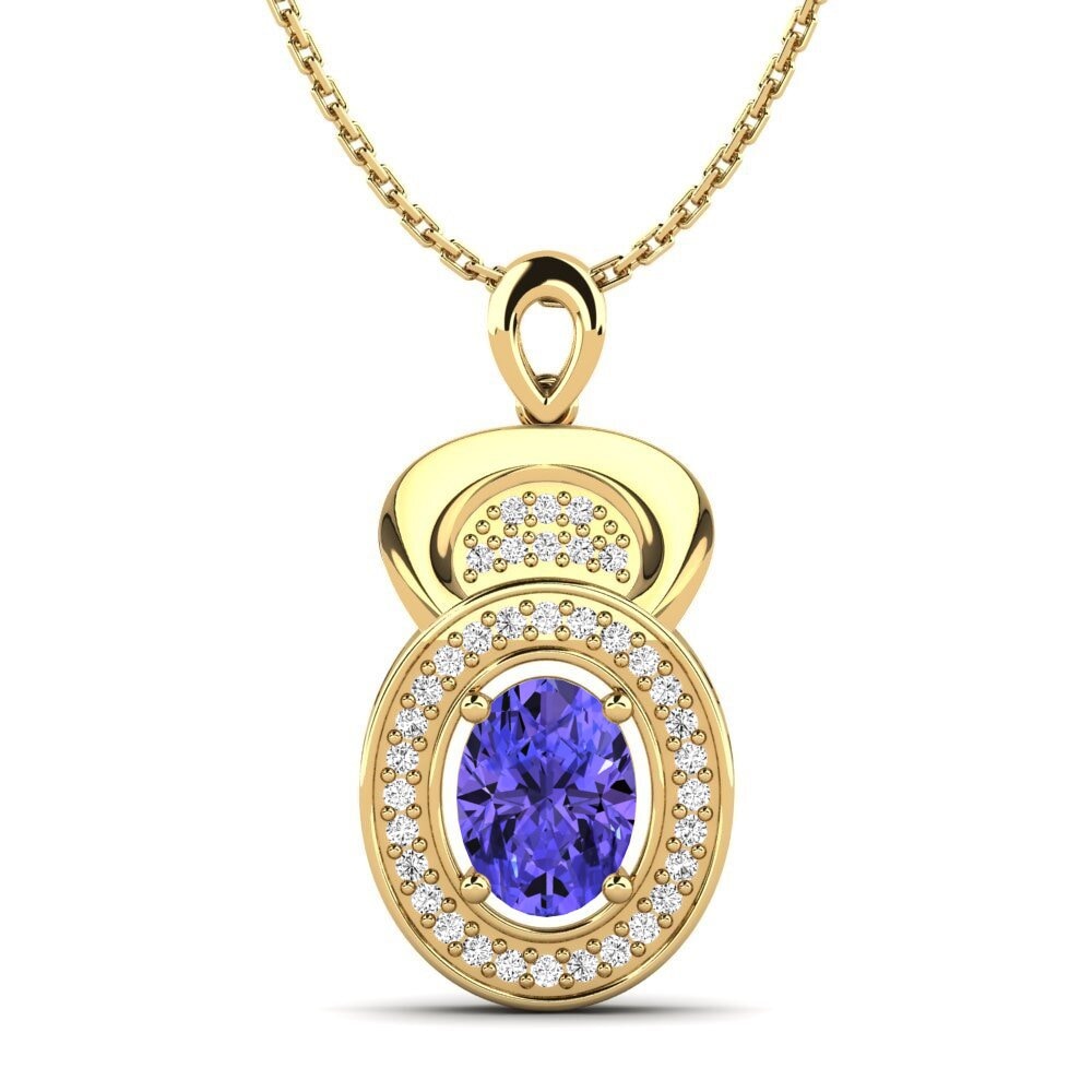 Gelbgold 585 Tansanit Damen anhänger Tulipano