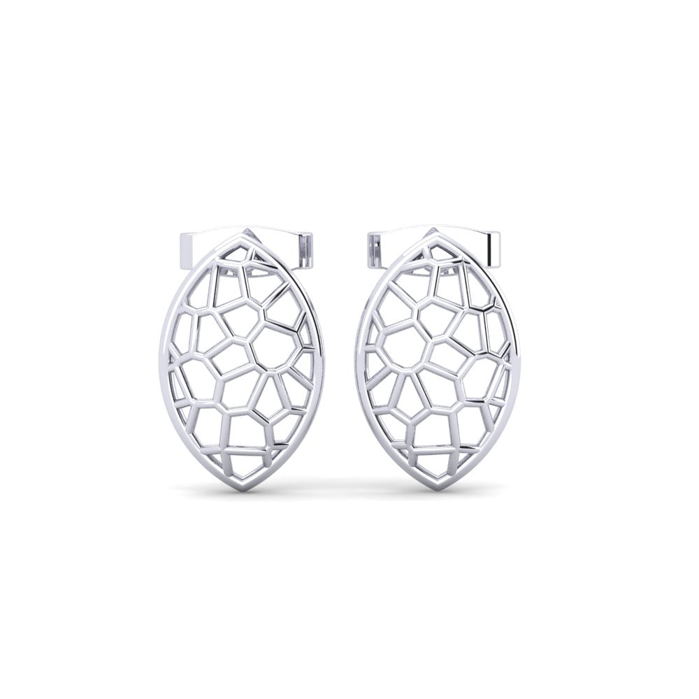 14k Oro Blanco Pendientes Turk