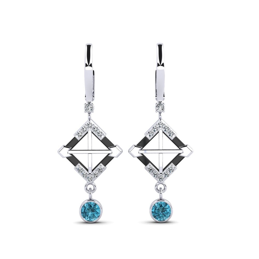 950 Palladium Blue Zircon Women's Earring Turmelle