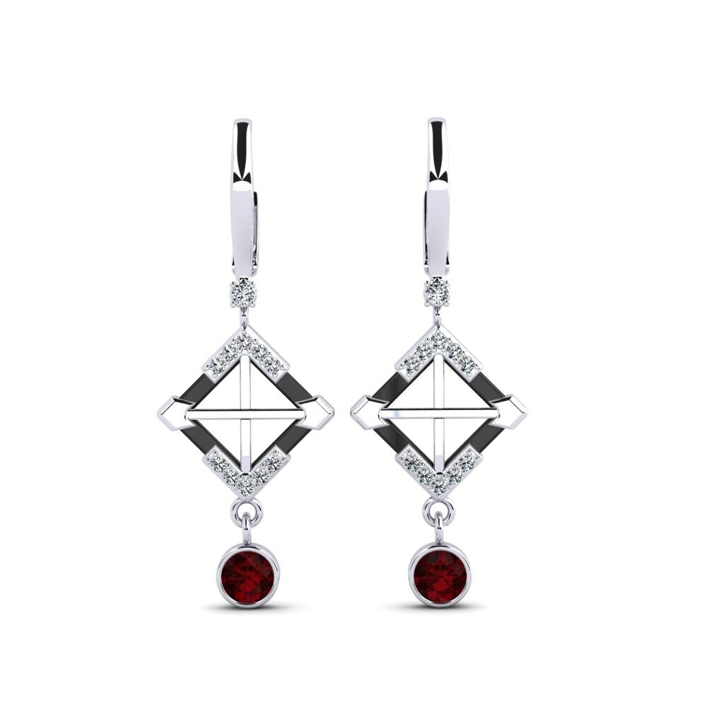 950 Platinum Garnet Women's Earring Turmelle