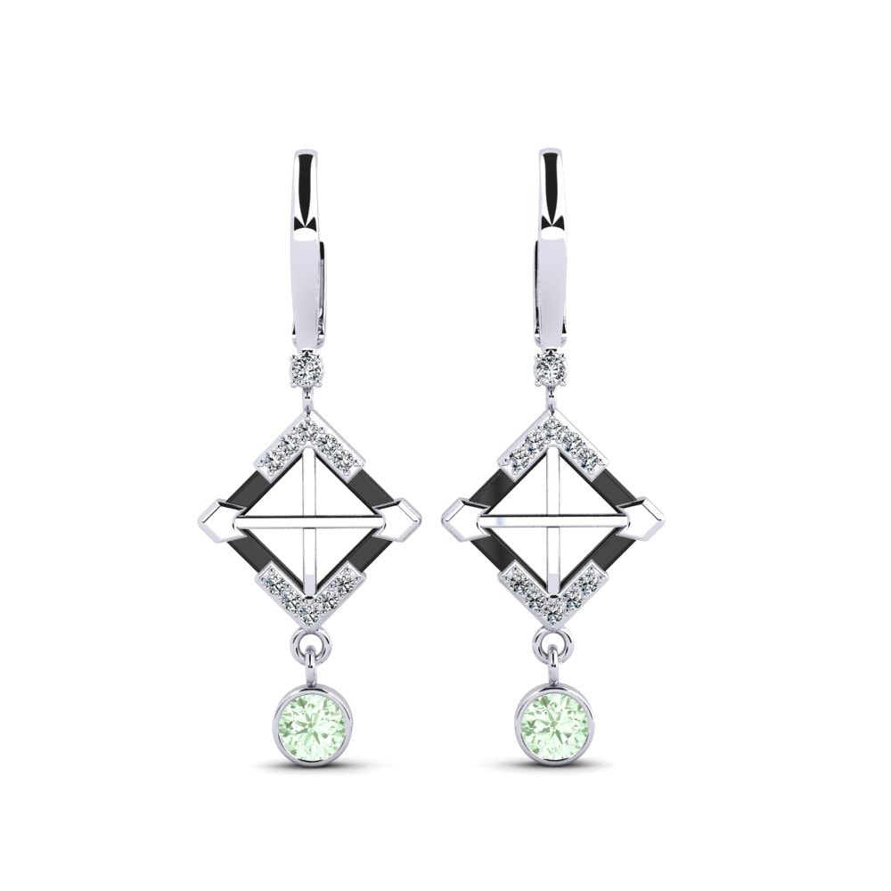 950 Platinum Green Amethyst Women's Earring Turmelle