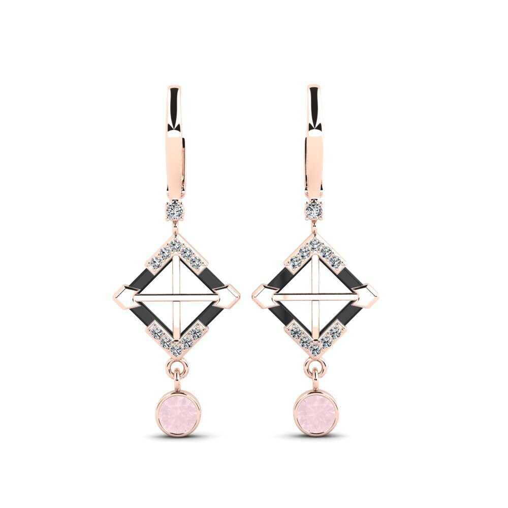 18ct Rose Gold Rose Quartz Women's Earring Turmelle