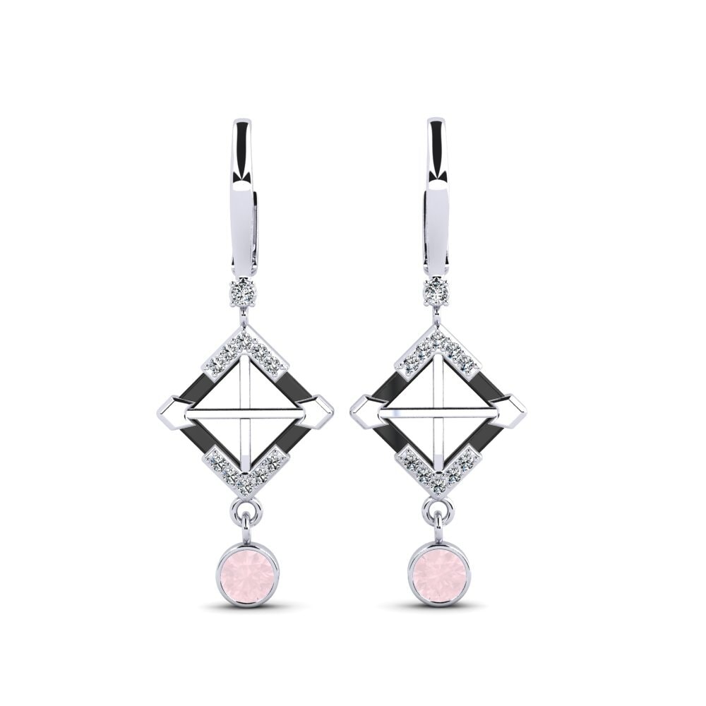 White Silver Rose Quartz Women's Earring Turmelle