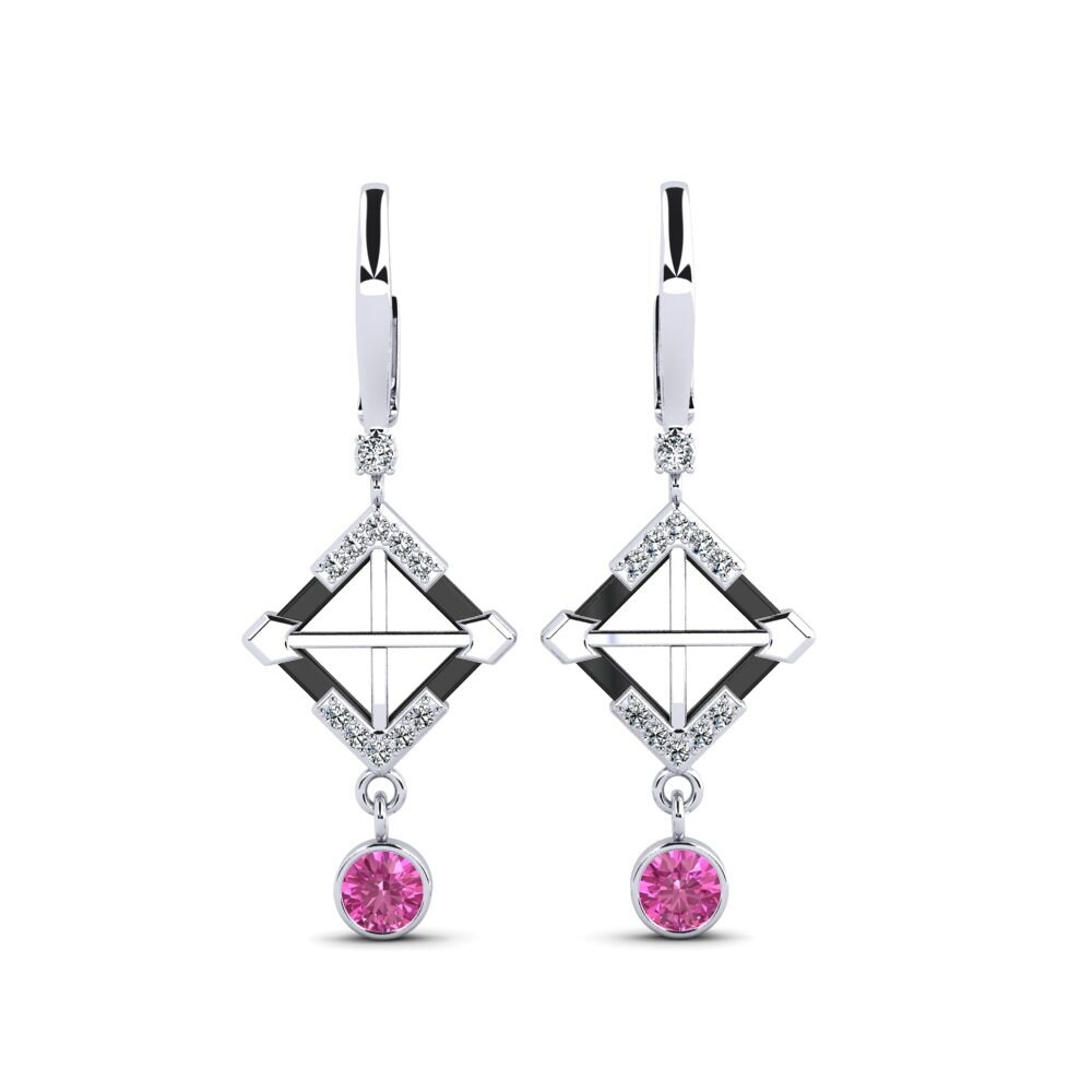 14ct White Gold Pink Topaz Women's Earring Turmelle
