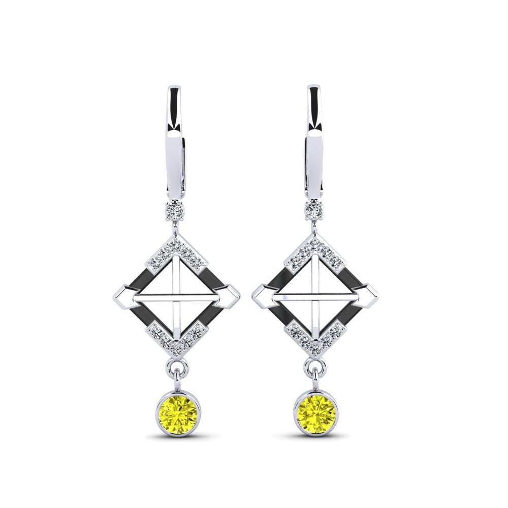 14ct White Gold Yellow Diamond Women's Earring Turmelle