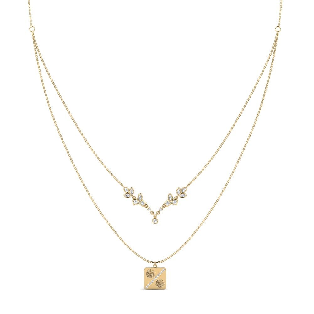 18k Oro Amarillo Diamante café Collar de Mujer Tusconium