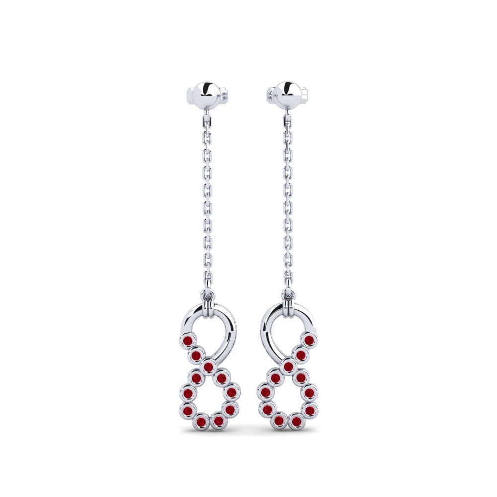 950 Platinum Red Zirconia Earring Tutaki