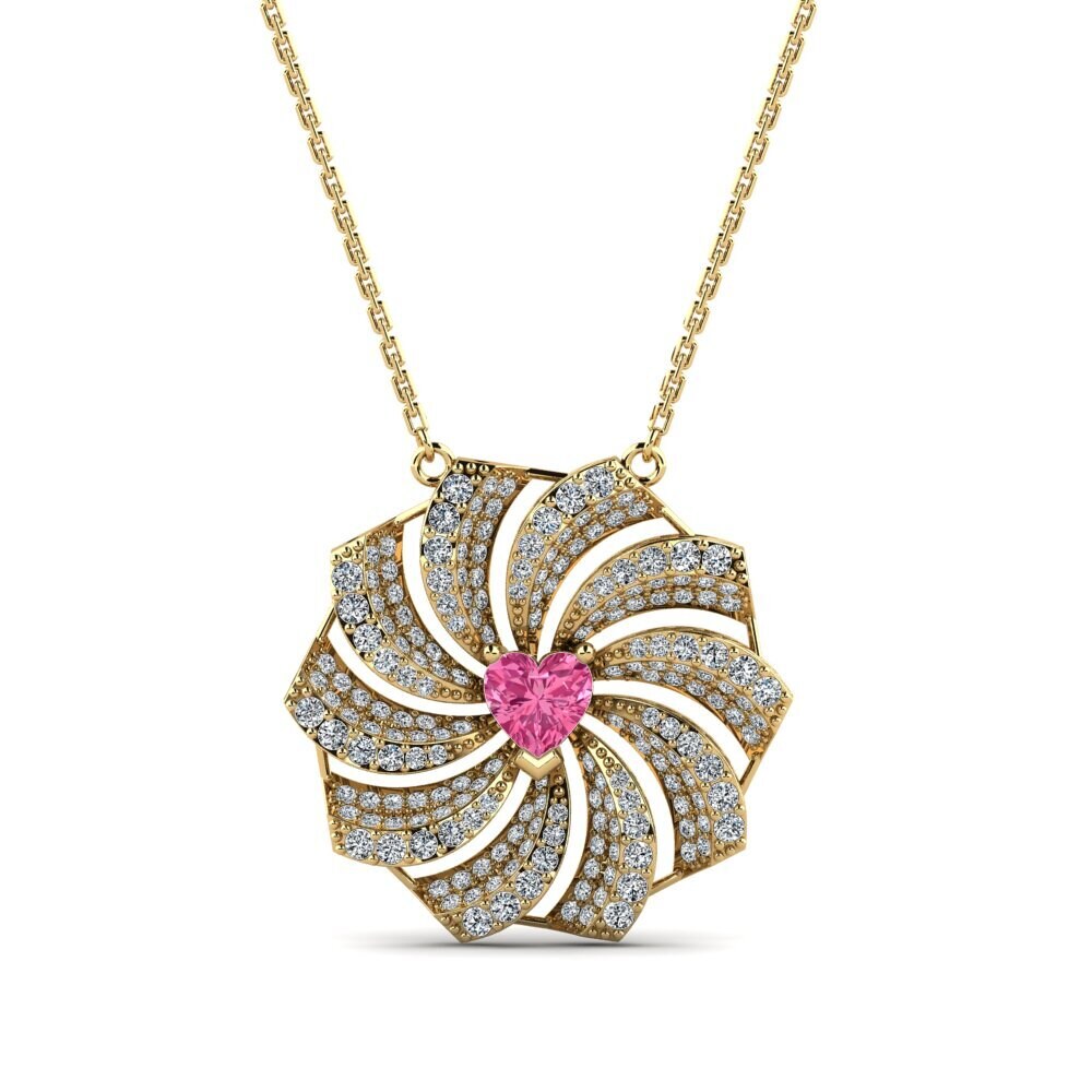 Trái Tim Đá Tourmaline Hồng / Bích tỷ Dây chuyền nữ Twellman