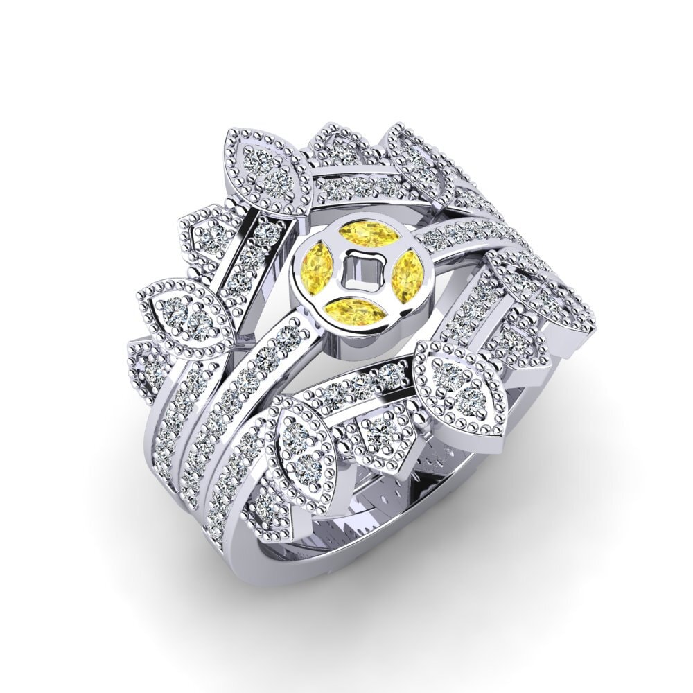 950 Platinum Yellow Sapphire Ring Tworse SET