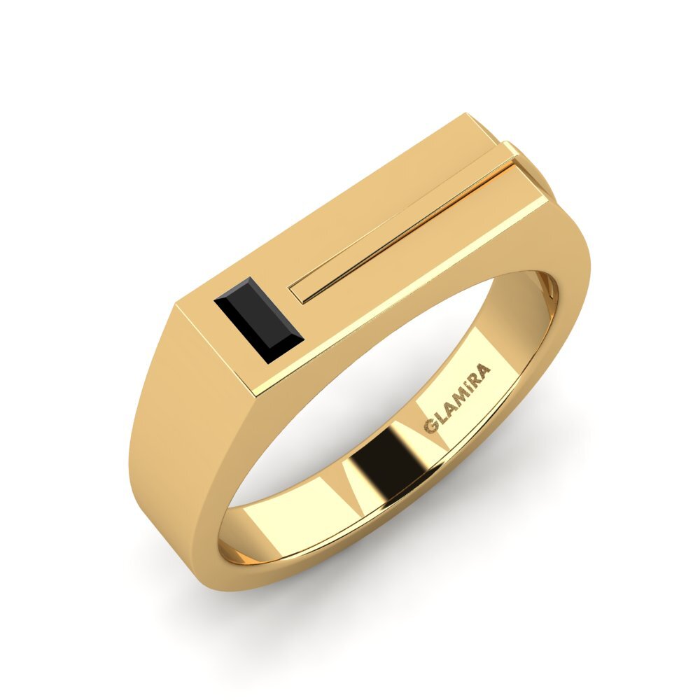Oro Giallo 750 Onice Nero Anello da uomo Ty