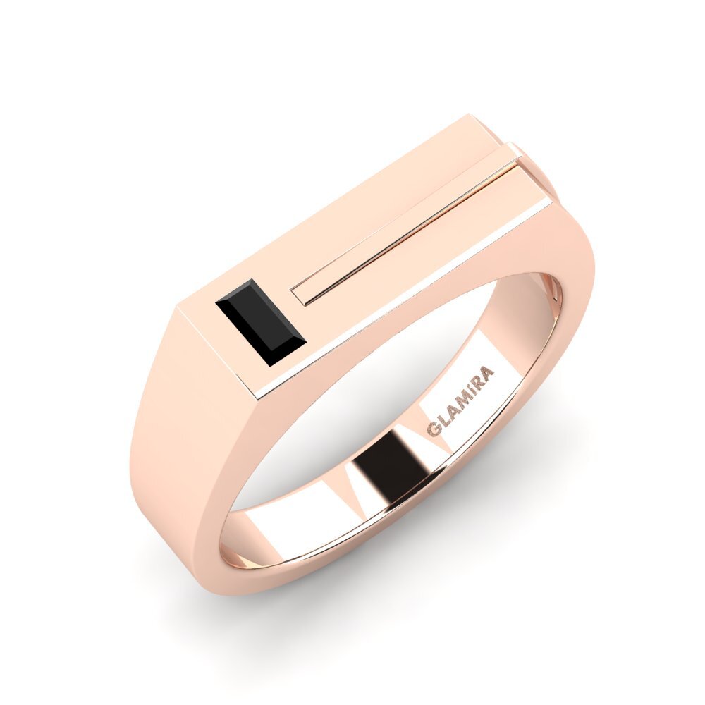 Oro Rosso 585 Diamante Nero Anello da uomo Ty
