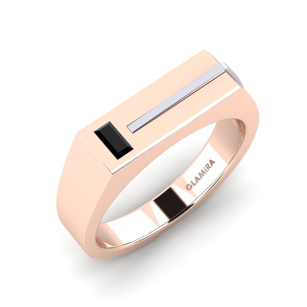 Oro Rosso & Bianco 585 Diamante Nero Anello da uomo Ty