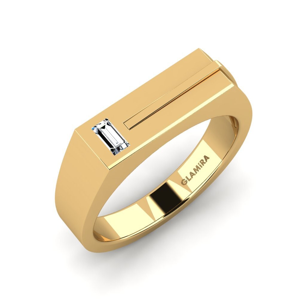Oro Giallo 750 Zircone Anello da uomo Ty