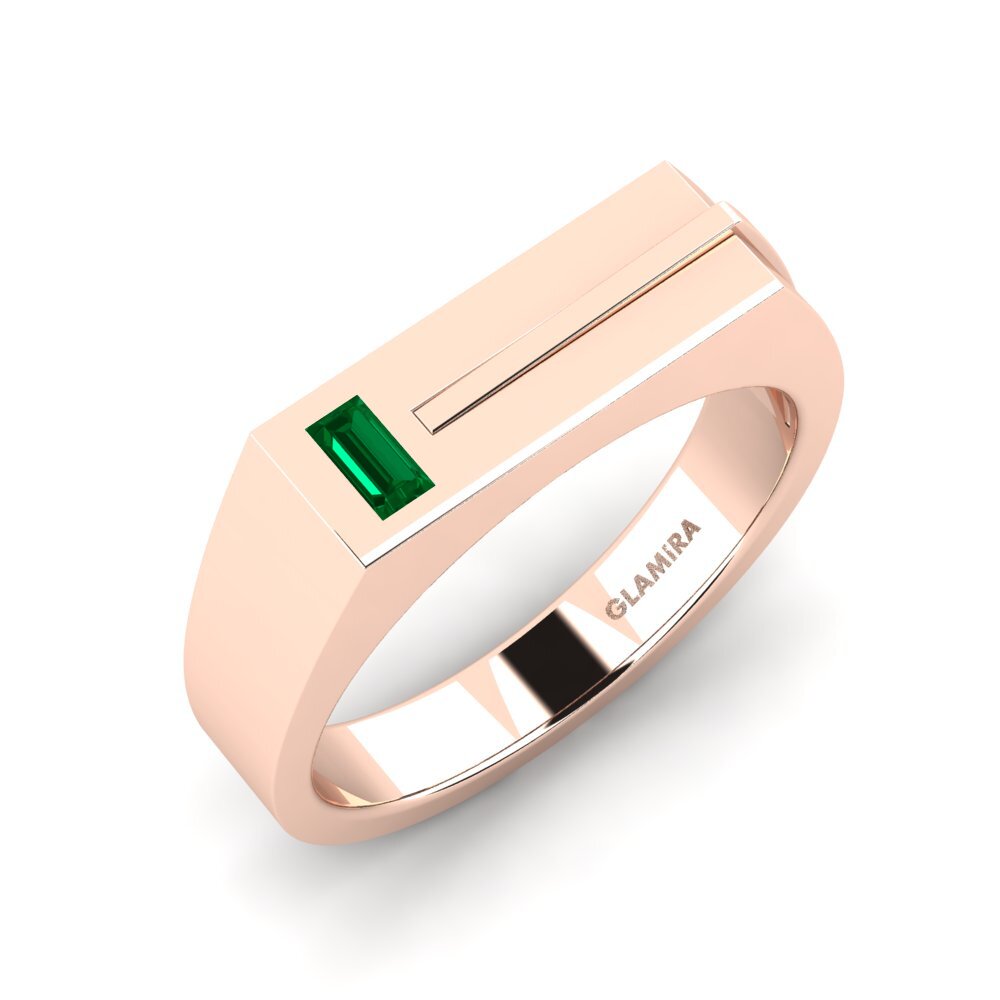 Oro Rosso 585 Zircone Verde Anello da uomo Ty