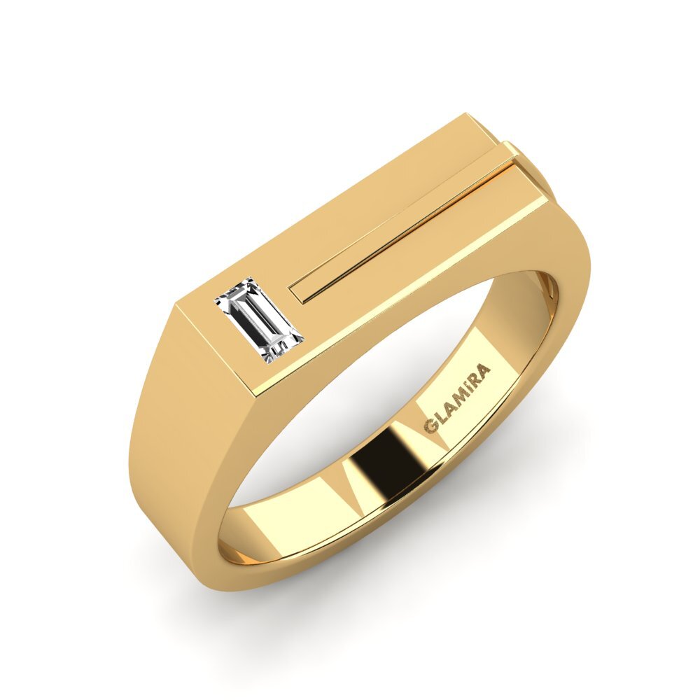 Oro Giallo 585 Moissanite Anello da uomo Ty
