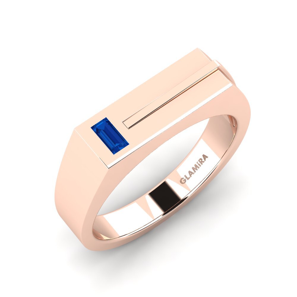 Oro Rosso 375 Zircone Blu Scuro Anello da uomo Ty