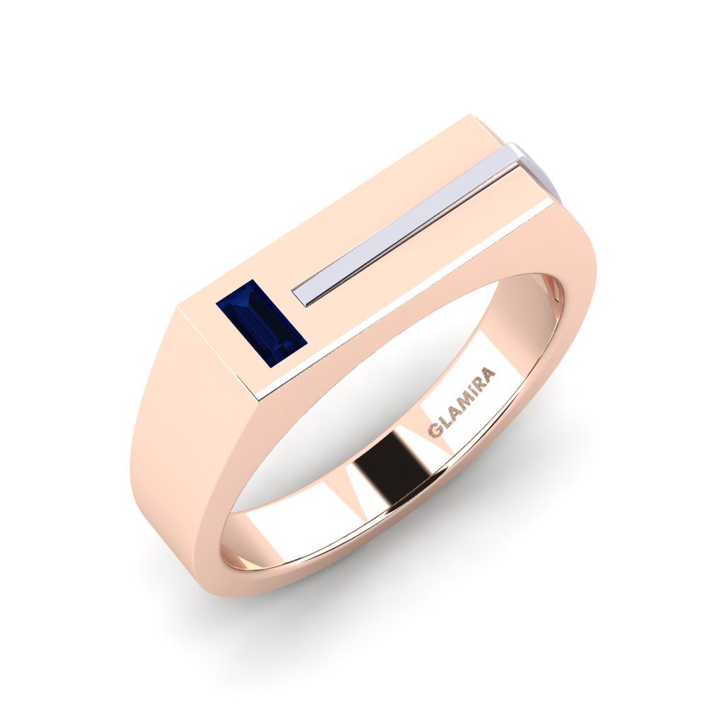 Oro Rosso & Bianco 375 Zaffiro Anello da uomo Ty