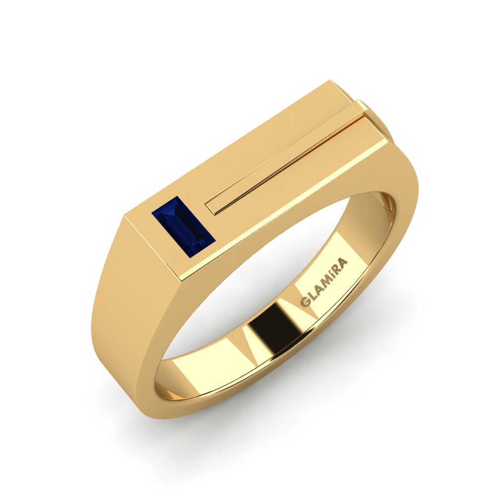 Oro Giallo 750 Zaffiro Anello da uomo Ty