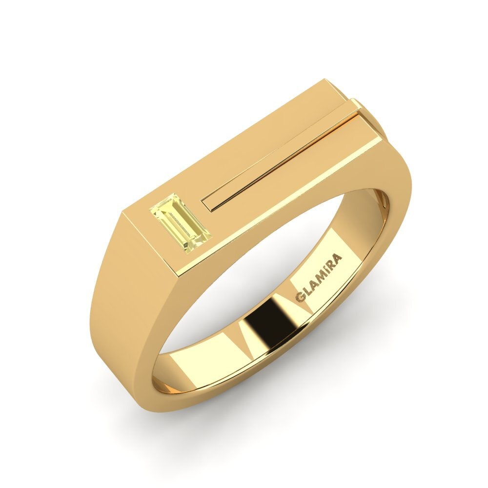 Oro Giallo 585 Zaffiro Giallo Anello da uomo Ty