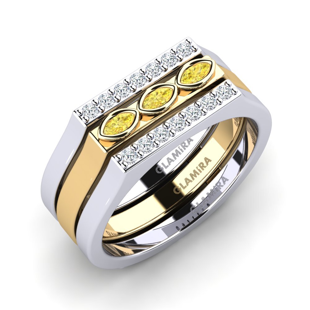 14ct White / Yellow Gold Yellow Sapphire Ring Tyano SET